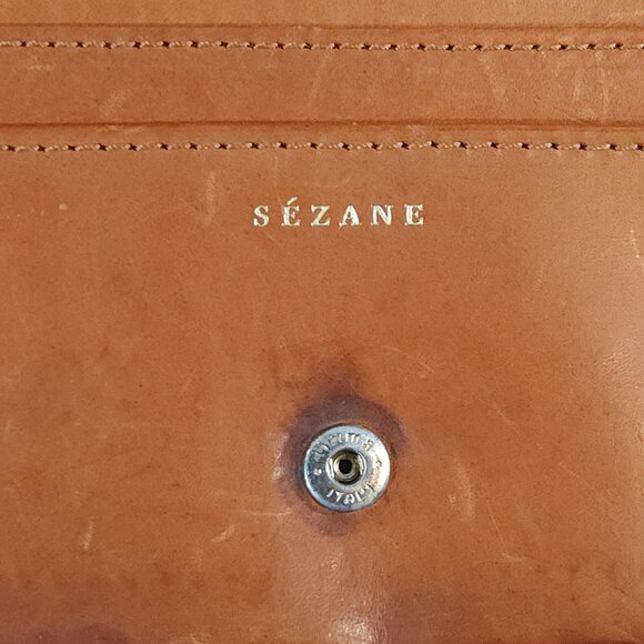 Sézane Gabin Heritage Brown Leather Bi-fold Wallet with Zippered Pocket - Picture 6 of 6